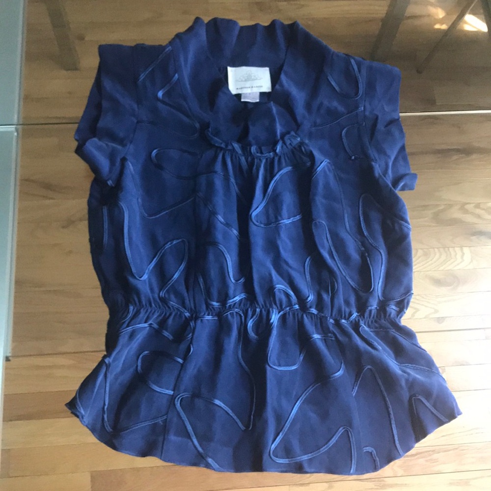 LIKE NEW - MADISON MARCUS Real Silk Blue Blouse